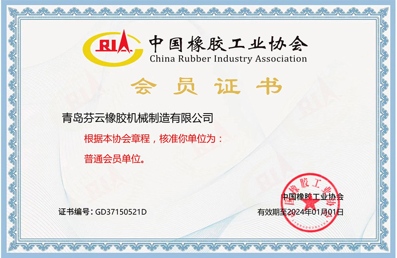 中国橡胶工业EVO视讯会员证书
